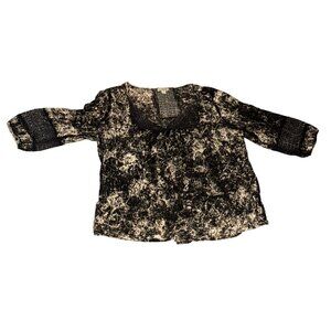 OneWorld Womens Textured Black & Beige Blouse Size 1X